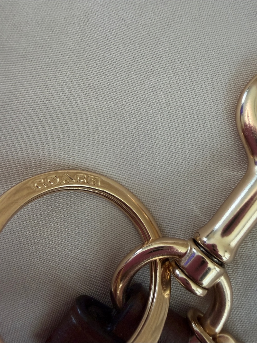 Coach Brown Signature Canvas Key Holder with Gold Hardware - Picture 3 of 4
